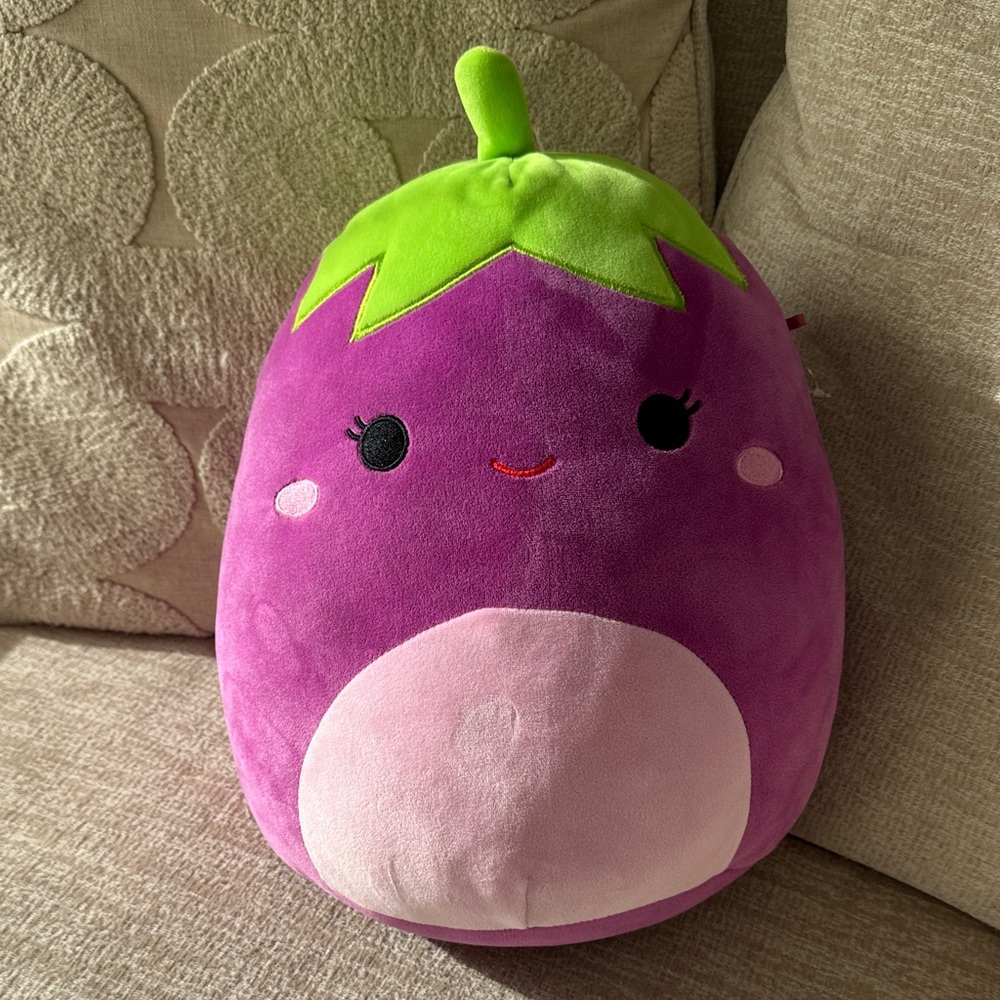 Squishmallows Purple and Green Eggplant Plush Toy
